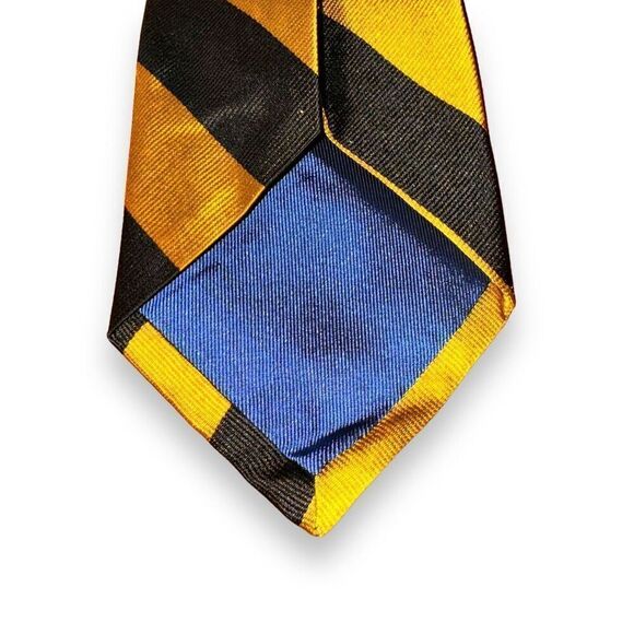 Tom James Royal Classic Black & Gold Rep Stripe Silk Tie - Picture 4 of 6